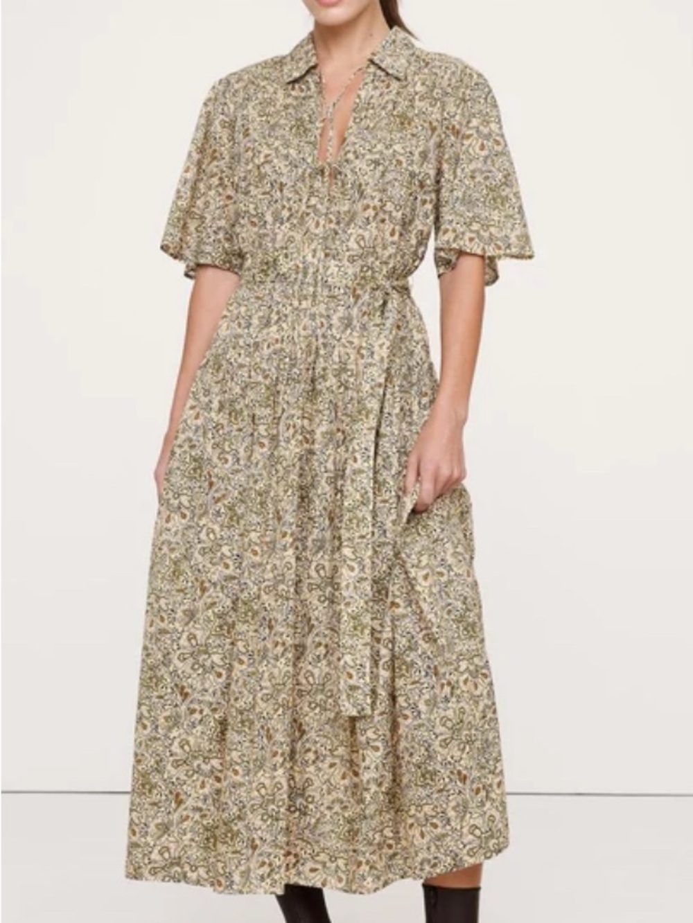 Banana Republic Cotton Tie-Front Shirt Dress